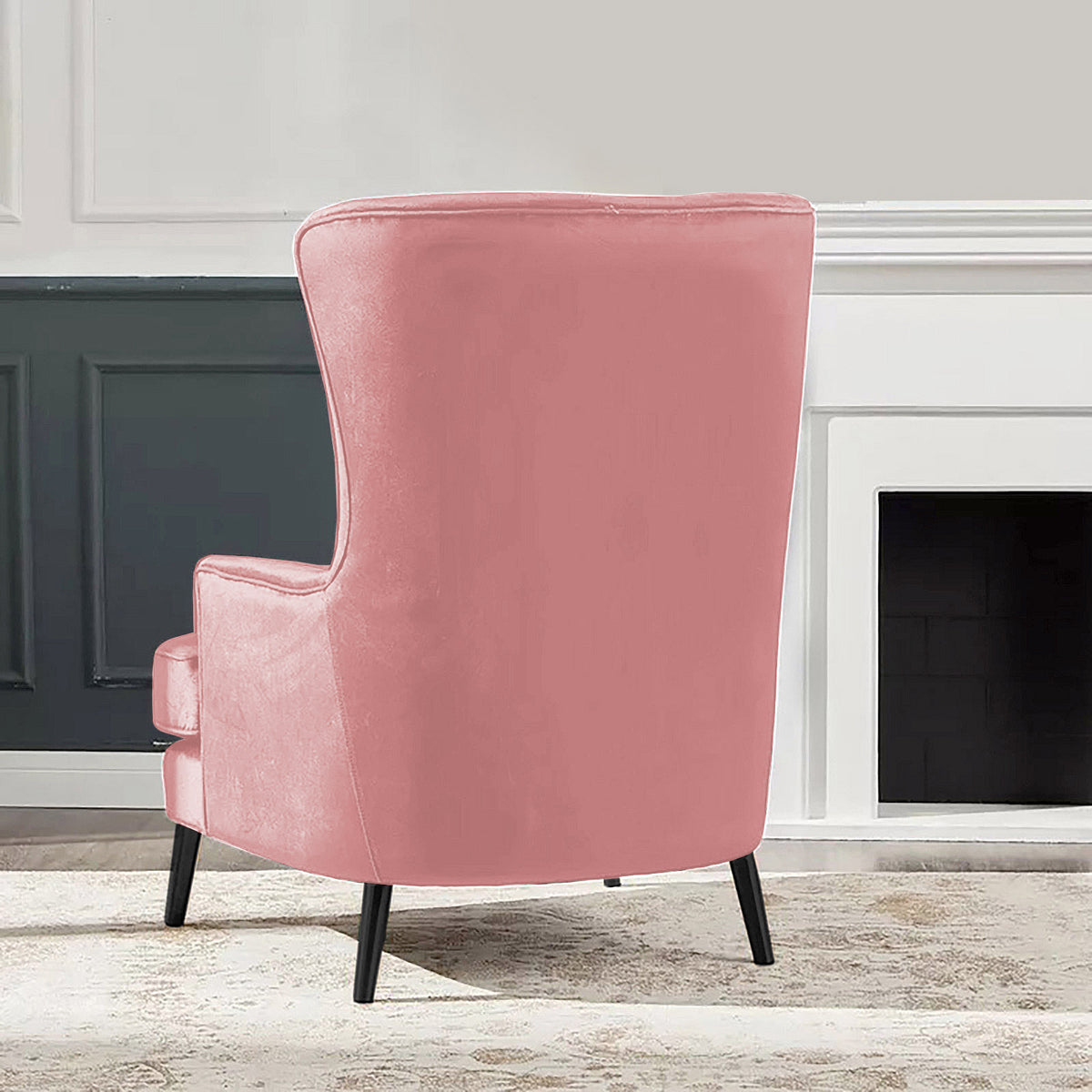 Velvet Royal Chair with Wingback and Arms - E7 Light Pink