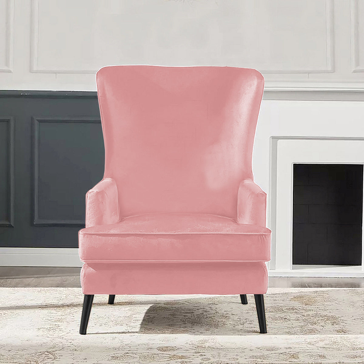 Velvet Royal Chair with Wingback and Arms - E7 Light Pink