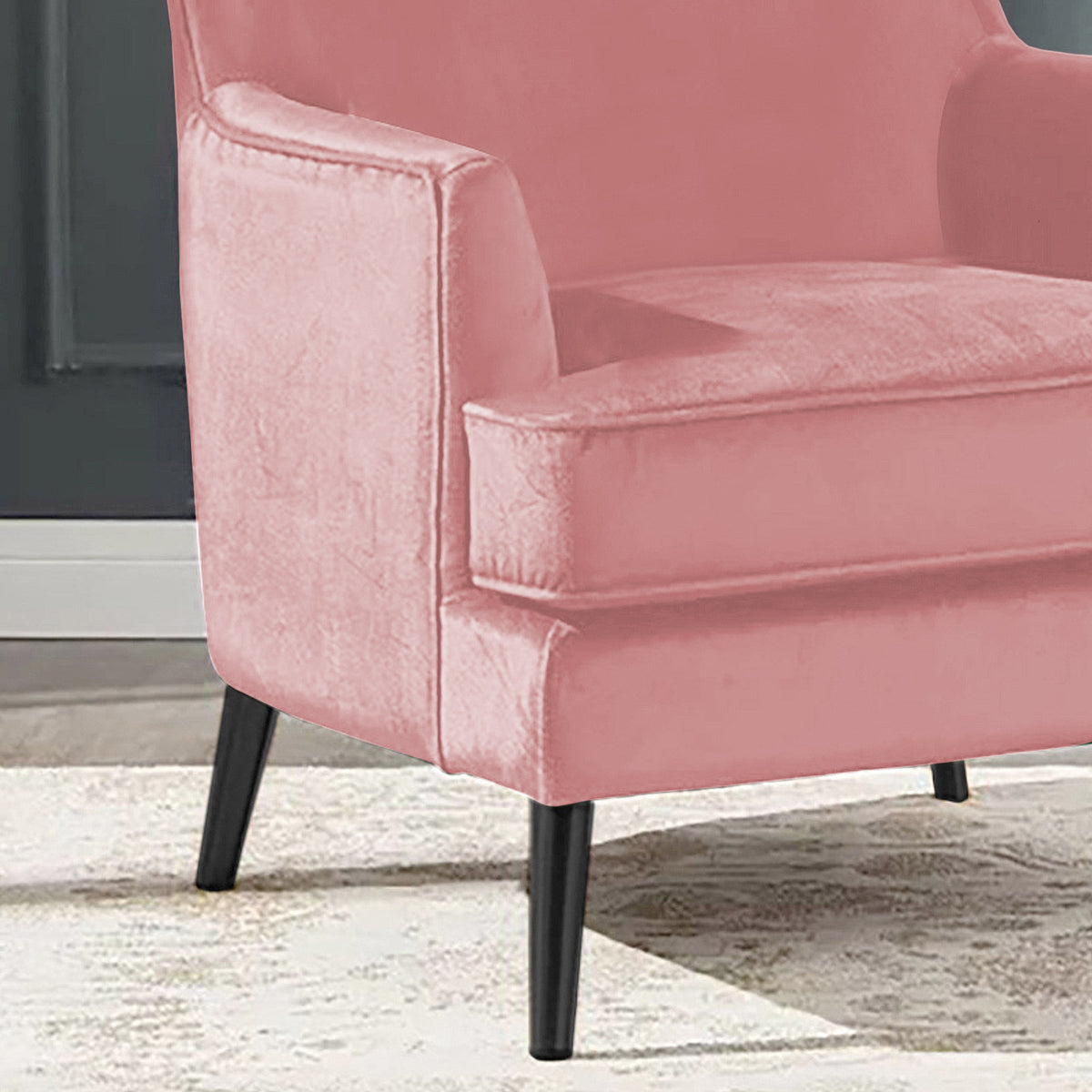 Velvet Royal Chair with Wingback and Arms - E7 Light Pink