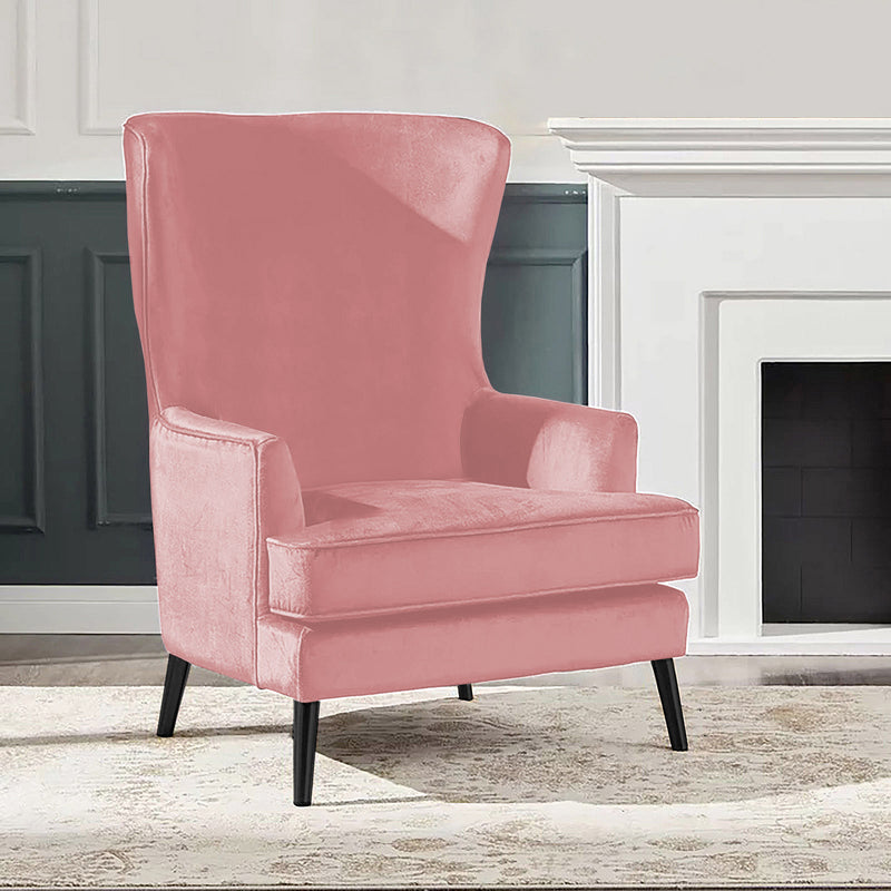 Velvet Royal Chair with Wingback and Arms - Light Pink - E7