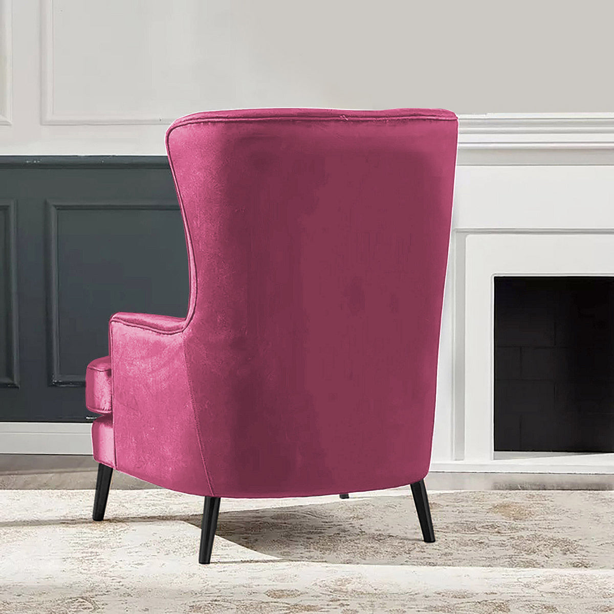Velvet Royal Chair with Wingback and Arms - E7 Dark Pink