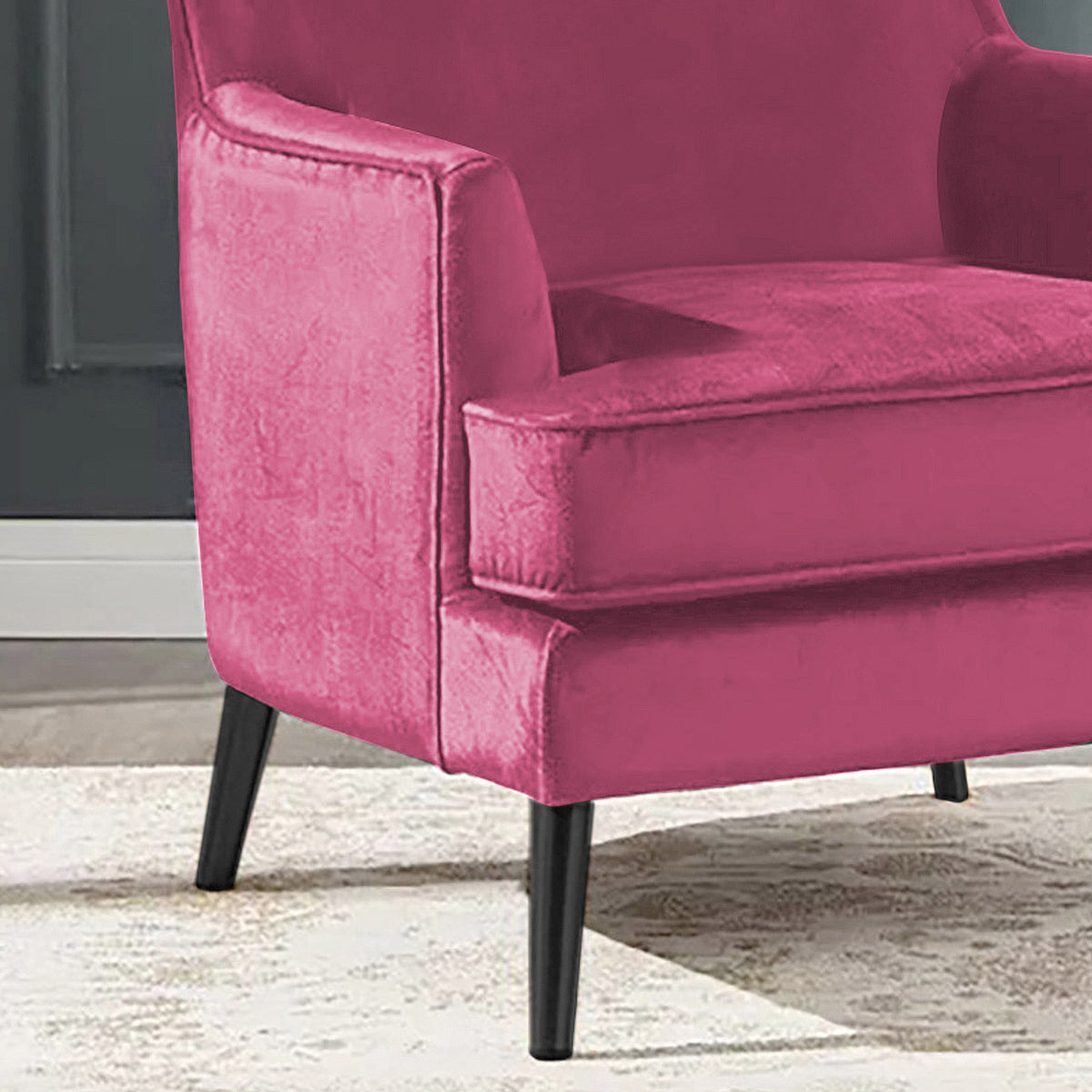 Velvet Royal Chair with Wingback and Arms - E7 Dark Pink