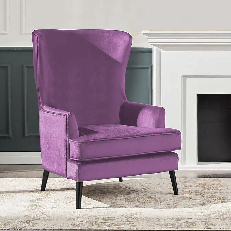 Velvet Royal Chair with Wingback and Arms - Light Purple - E7