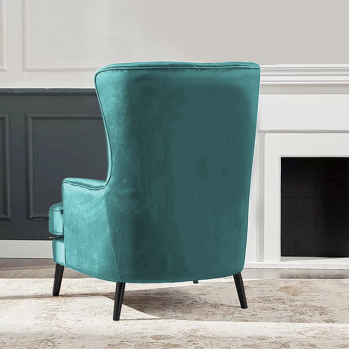 Velvet Royal Chair with Wingback and Arms - E7 Light Turquoise