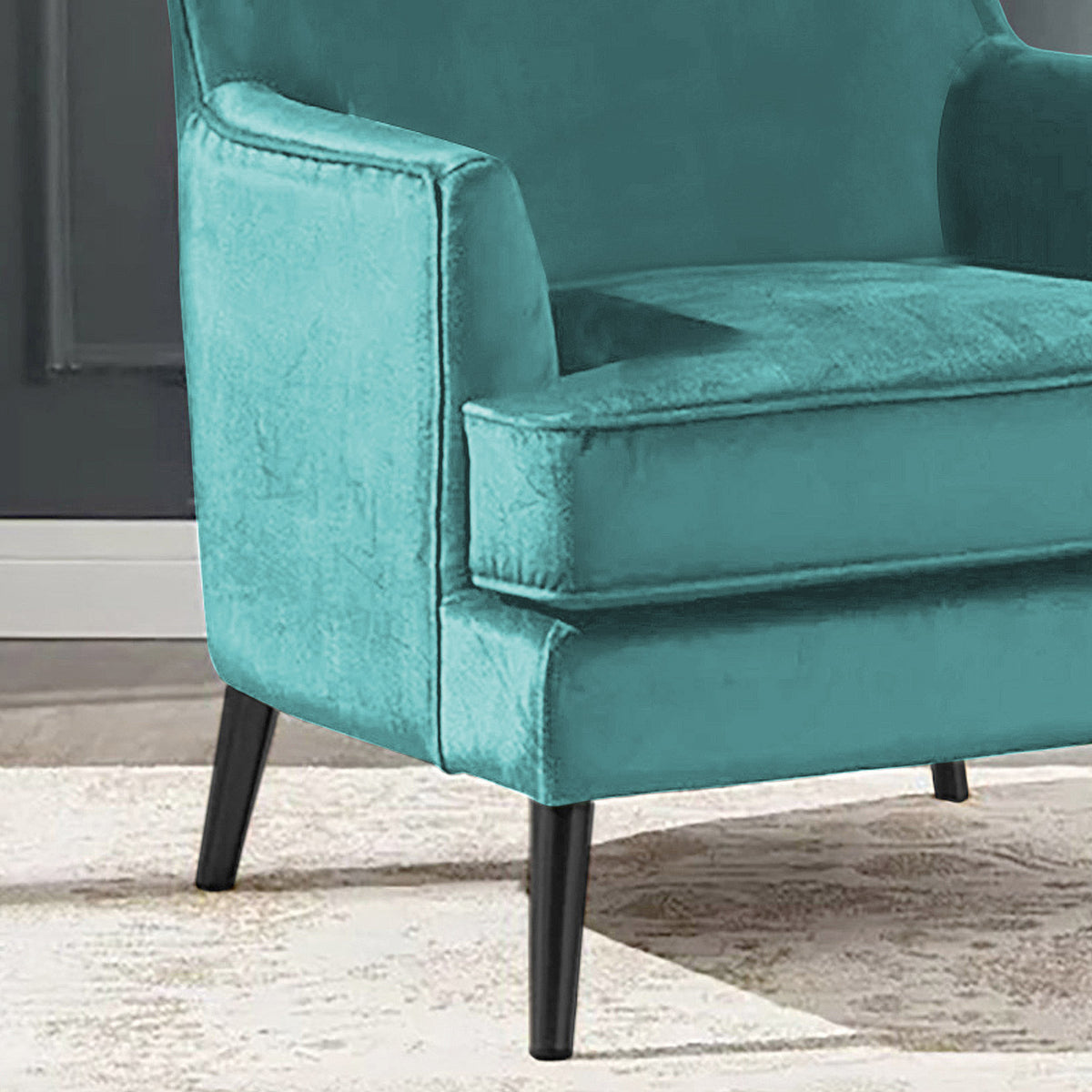 Velvet Royal Chair with Wingback and Arms - E7 Light Turquoise