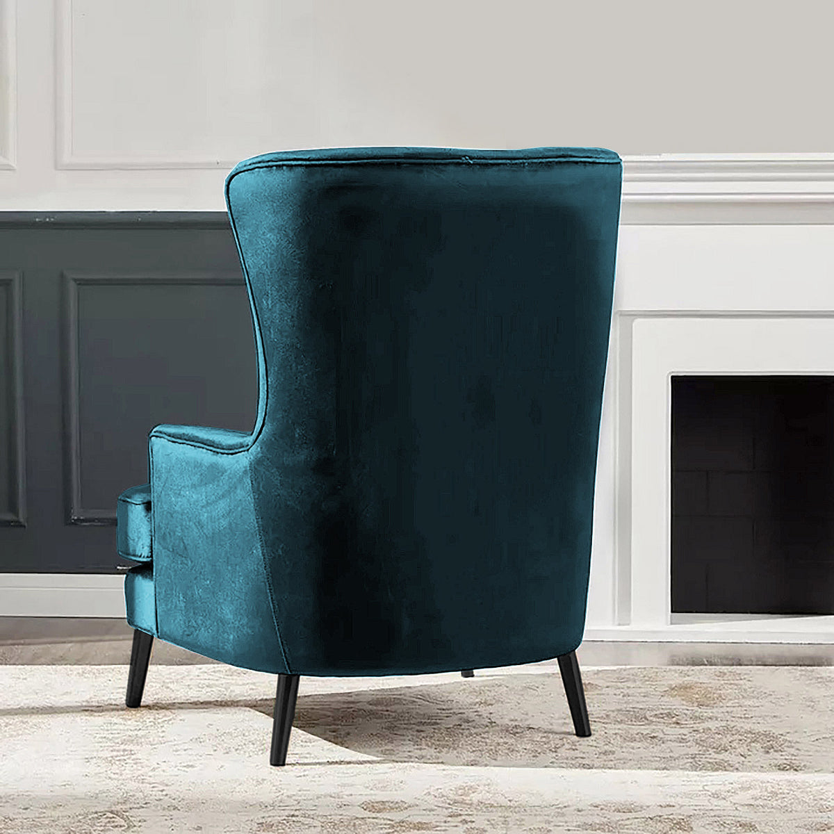 Velvet Royal Chair with Wingback and Arms - E7 Dark Turquoise