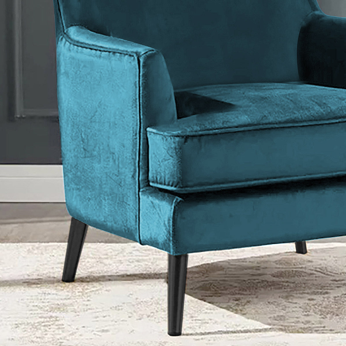 Velvet Royal Chair with Wingback and Arms - E7 Dark Turquoise