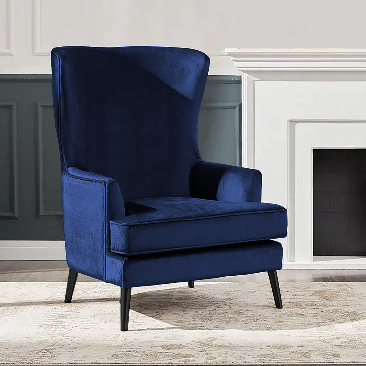 Velvet Royal Chair with Wingback and Arms - E7 Burgundy