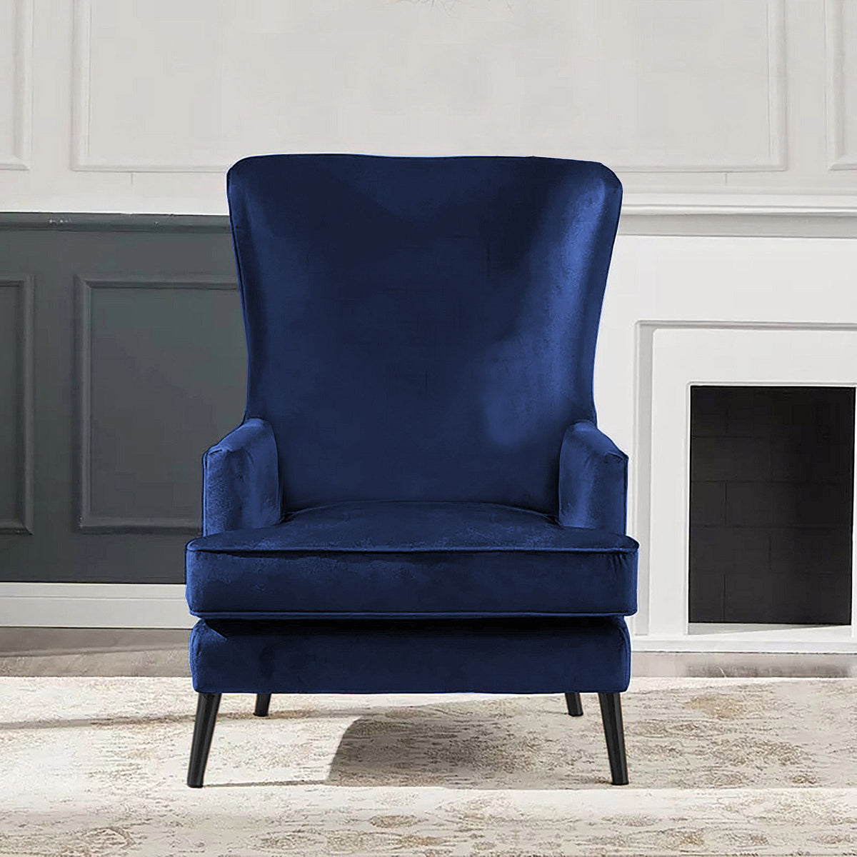 Velvet Royal Chair with Wingback and Arms - E7 Burgundy