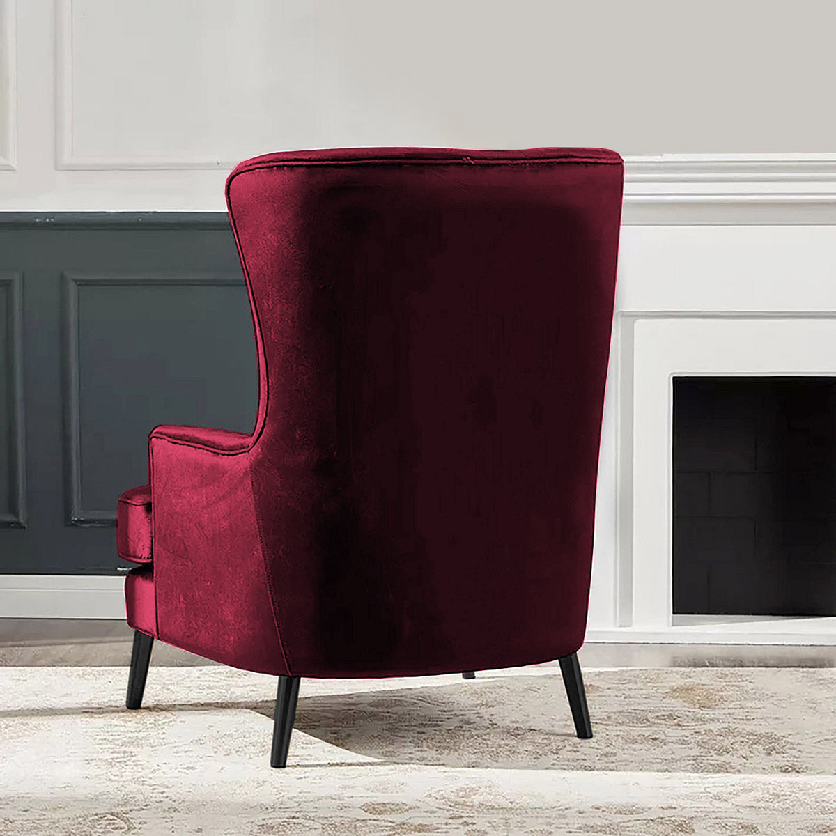 Velvet Royal Chair with Wingback and Arms - E7 Dark Blue