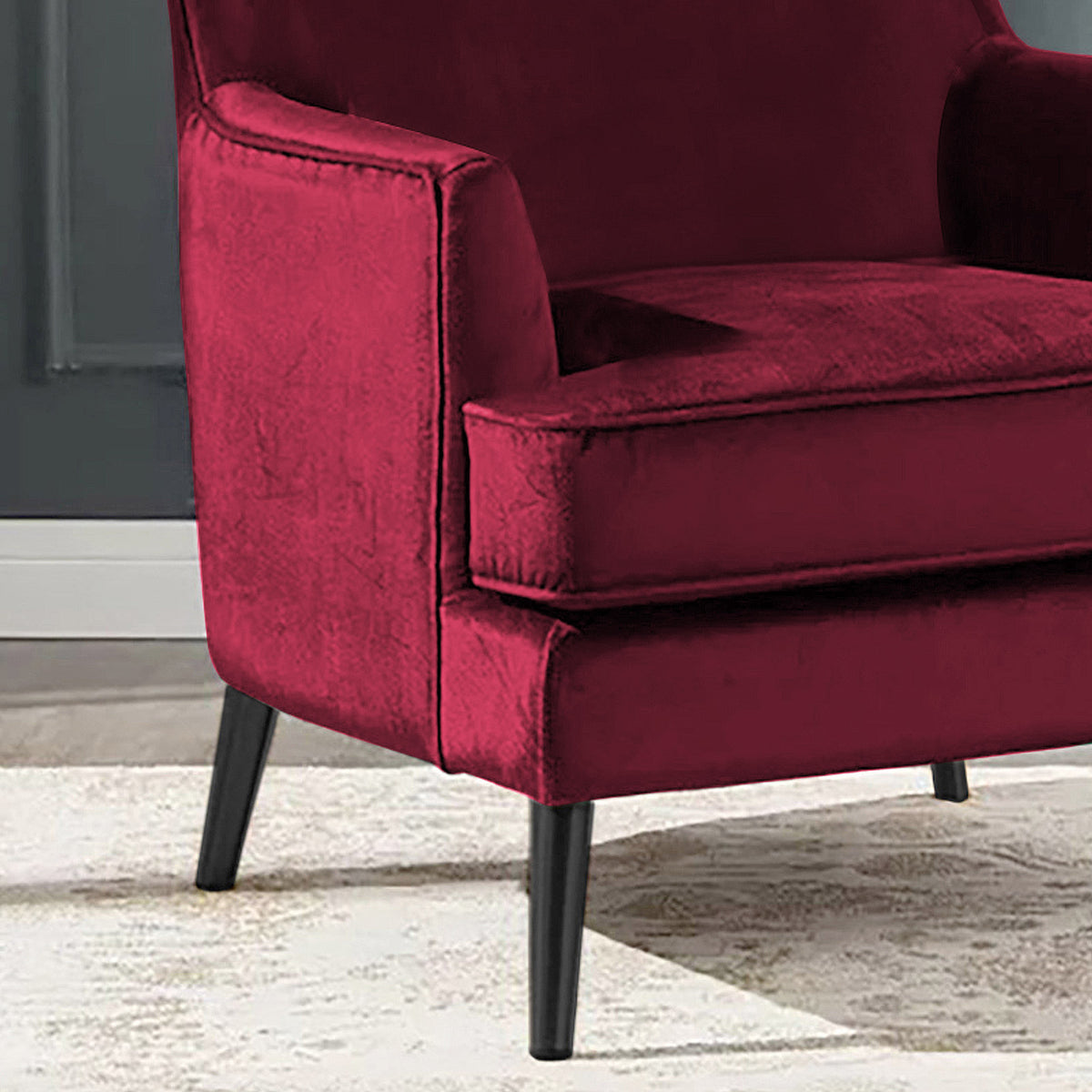 Velvet Royal Chair with Wingback and Arms - E7 Dark Blue