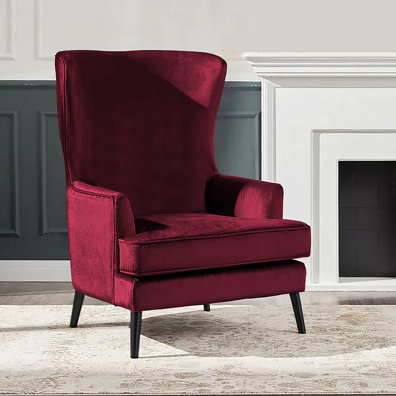 Velvet Royal Chair with Wingback and Arms - Dark Blue - E7