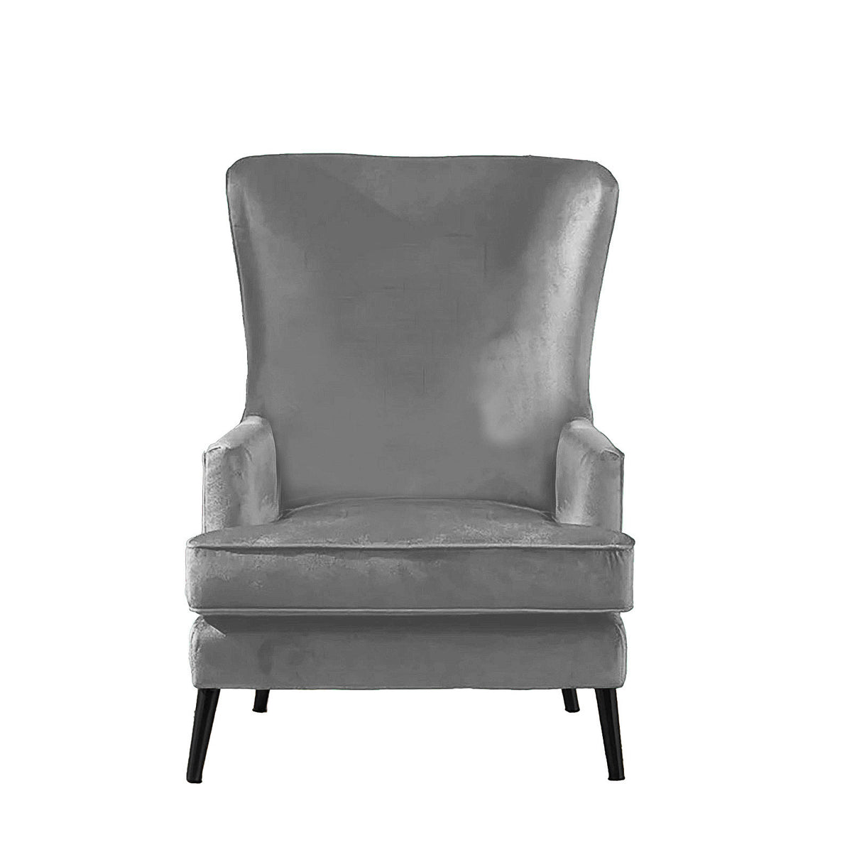 Velvet Royal Chair with Wingback and Arms - E7 Grey