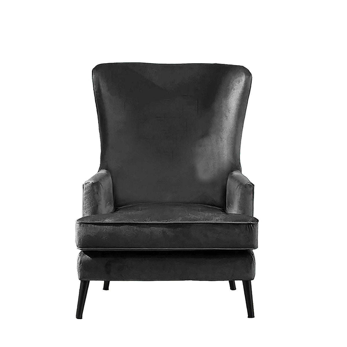 Velvet Royal Chair with Wingback and Arms - E7 Dark Grey