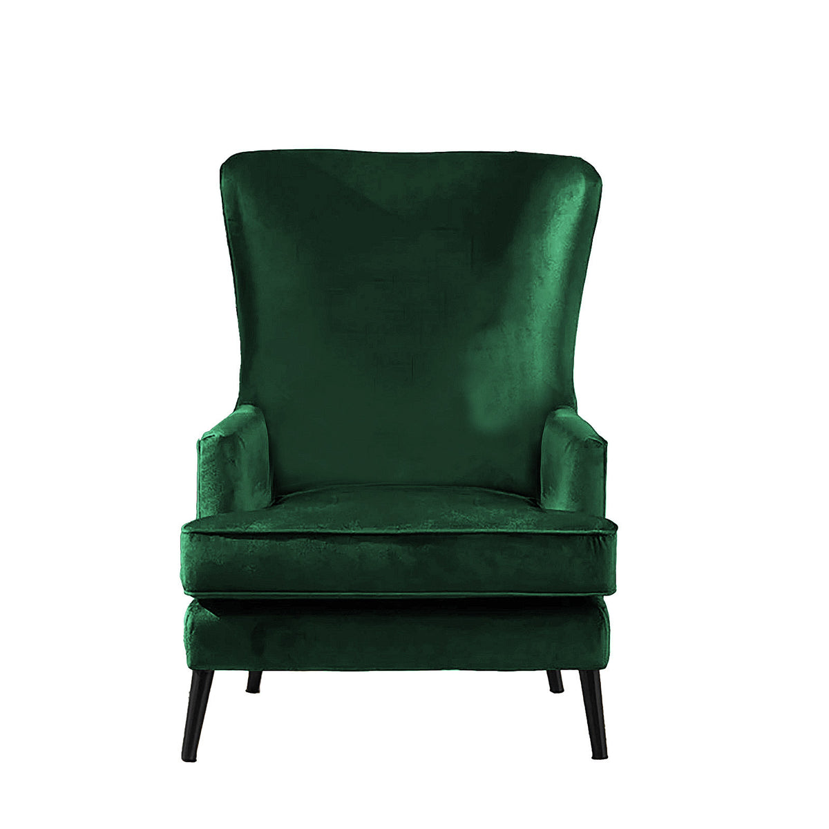Velvet Royal Chair with Wingback and Arms - E7 Dark Green