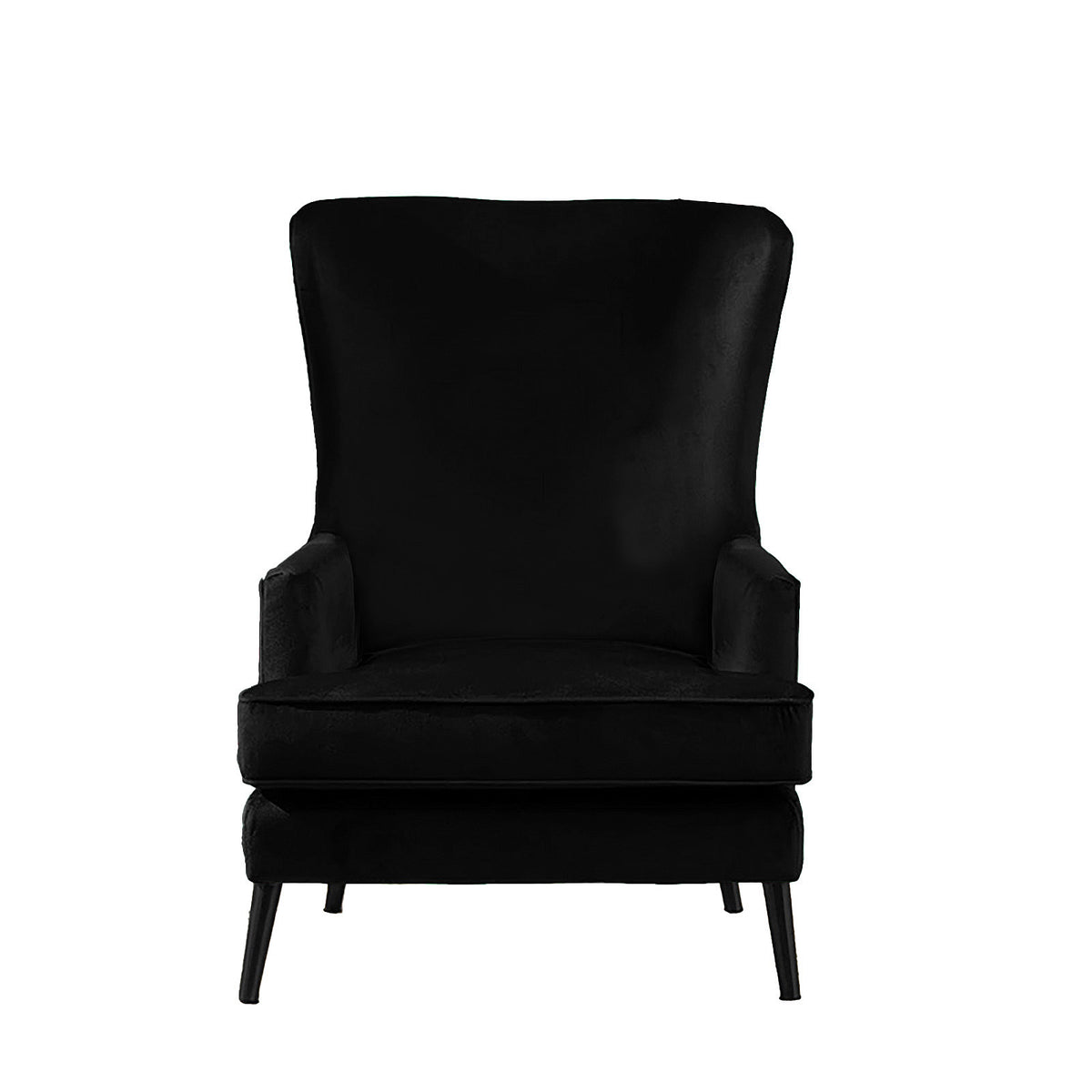 Velvet Royal Chair with Wingback and Arms - E7 Black