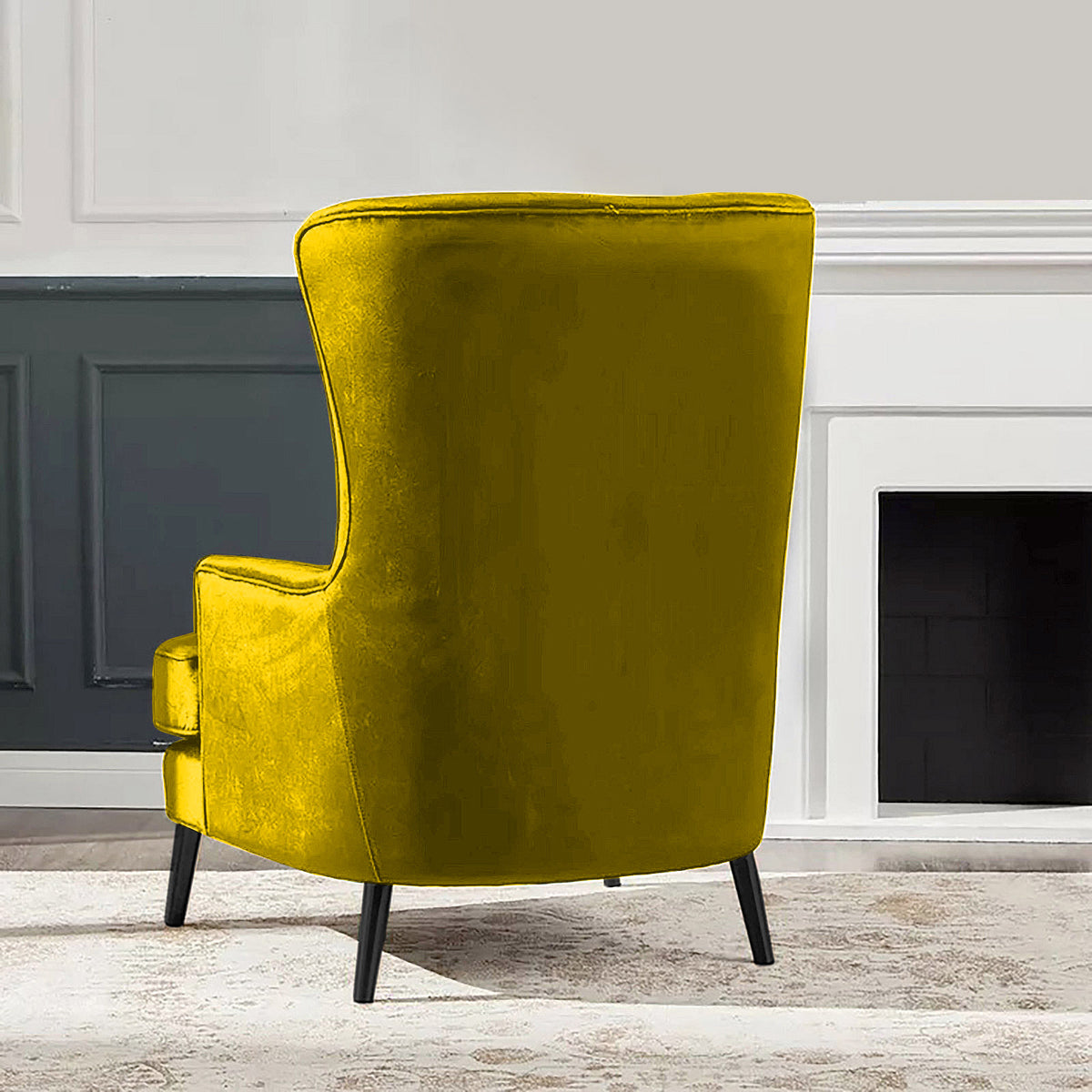 Velvet Royal Chair with Wingback and Arms - E7 Gold