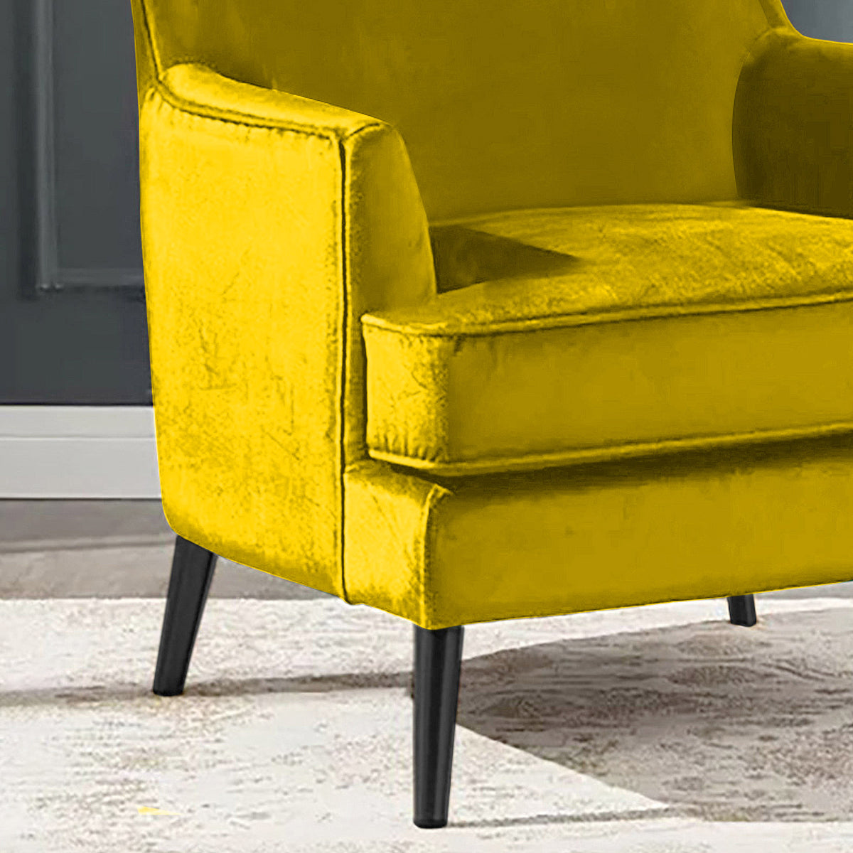 Velvet Royal Chair with Wingback and Arms - E7 Gold