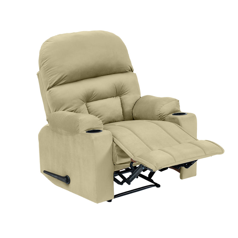 Velvet Classic Cinematic Recliner Chair with Cups Holder - Dark Ivory - NZ80