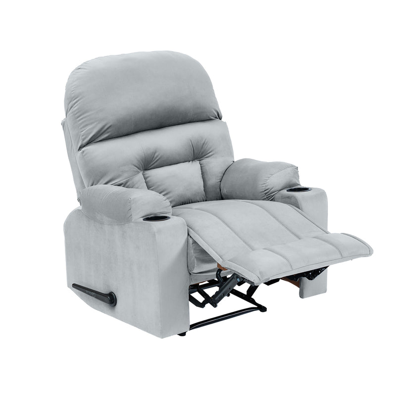Velvet Classic Cinematic Recliner Chair with Cups Holder - Grey - NZ80