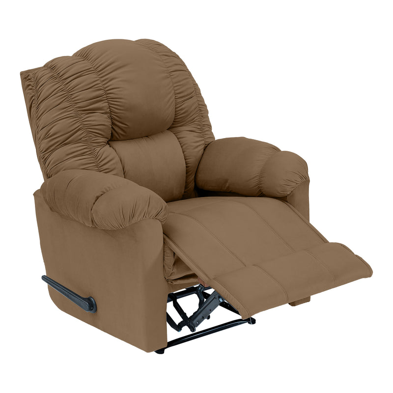 Velvet Rocking & Rotating Recliner Chair - Light Brown - NZ100