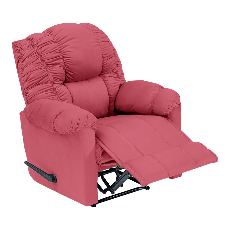 Velvet Rocking Recliner Chair - Dark Pink - NZ100