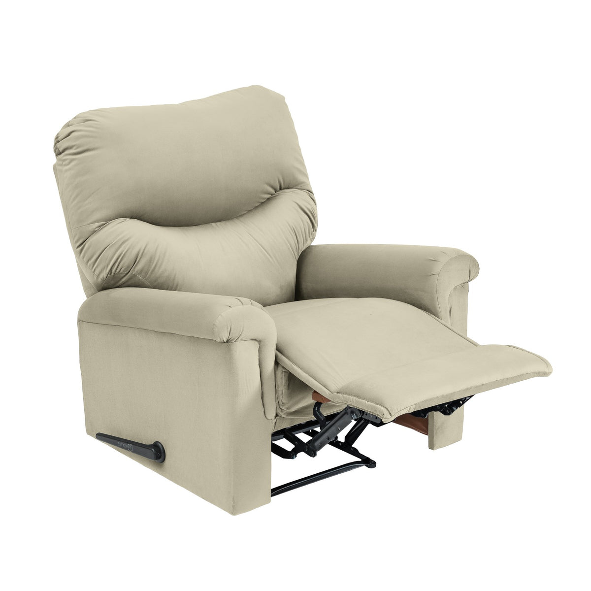 Velvet Recliner Chair - NZ110 Light Beige Rocking & Rotating