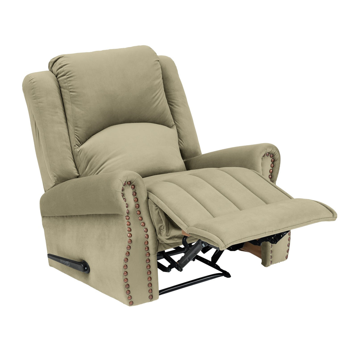 Velvet Recliner Chair - NZ120 Dark Ivory Rocking & Rotating