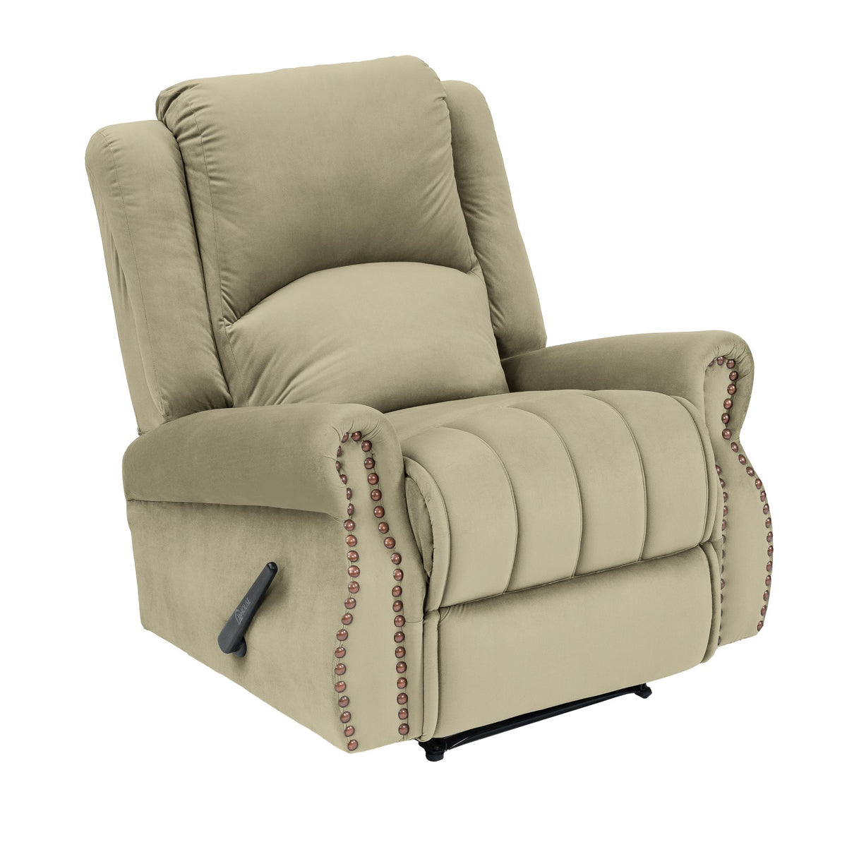 Velvet Recliner Chair - NZ120 Dark Ivory Rocking & Rotating