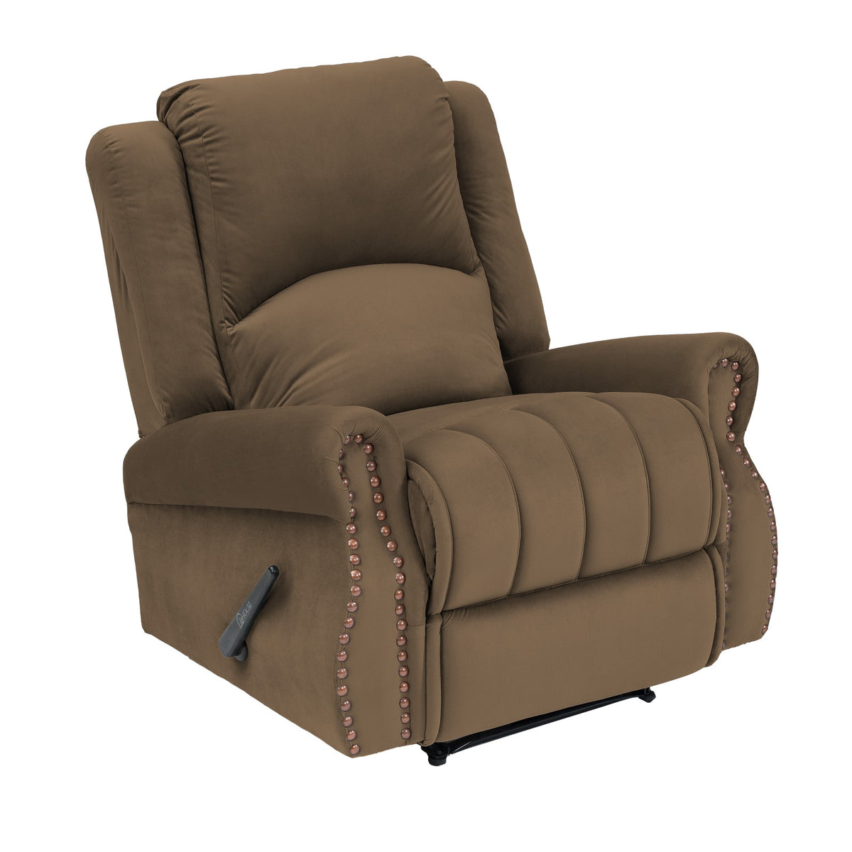 Velvet Recliner Chair - NZ120 Light Brown Rocking & Rotating