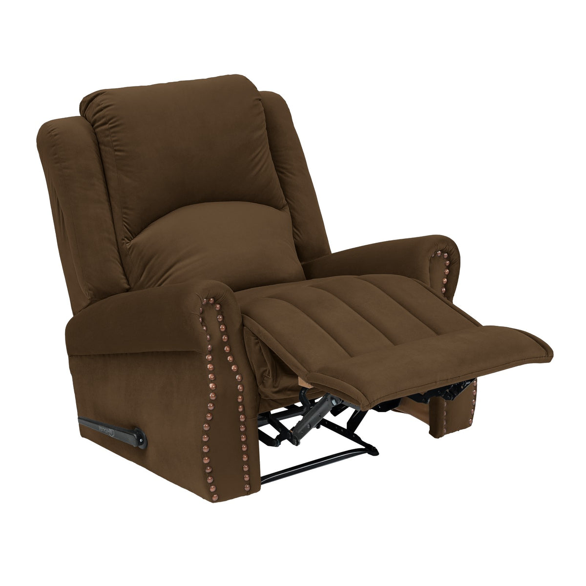 Velvet Recliner Chair - NZ120 Brown Rocking & Rotating