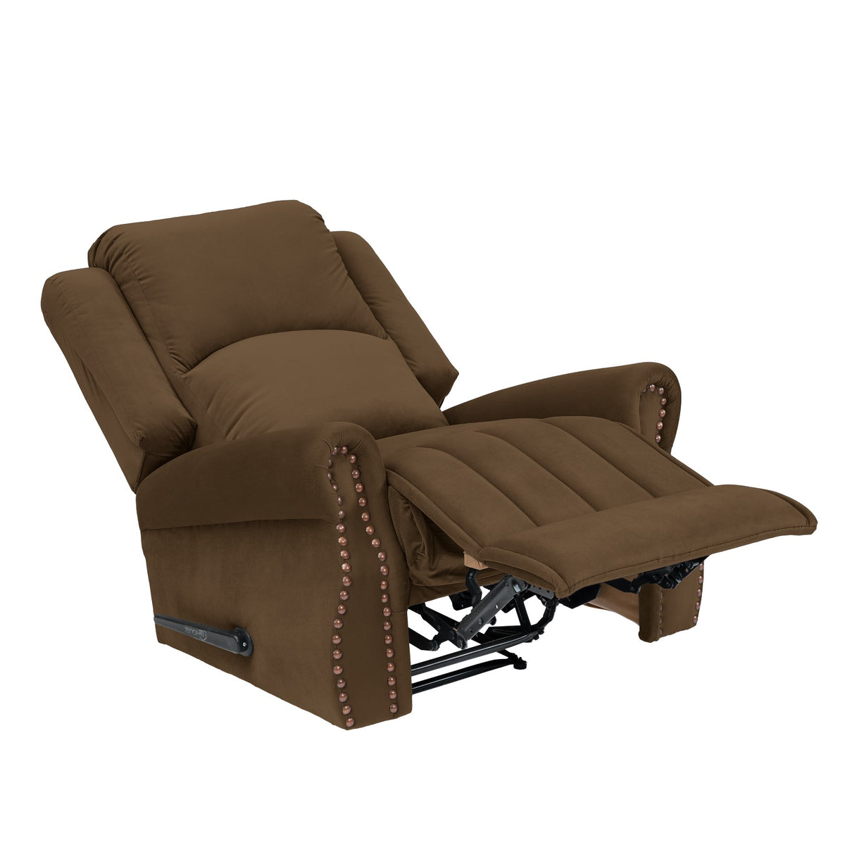 Velvet Recliner Chair - NZ120 Brown Rocking & Rotating