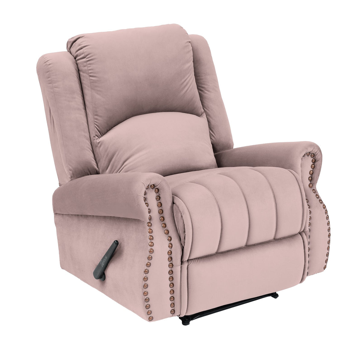 Velvet Recliner Chair - NZ120 Light Pink Rocking & Rotating