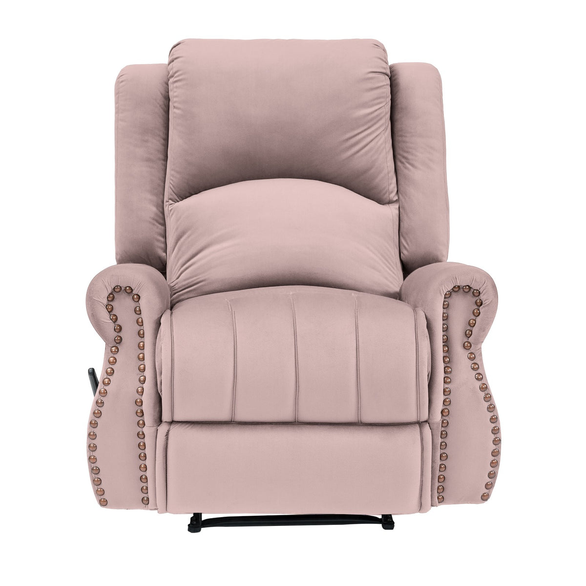 Velvet Recliner Chair - NZ120 Light Pink Rocking & Rotating