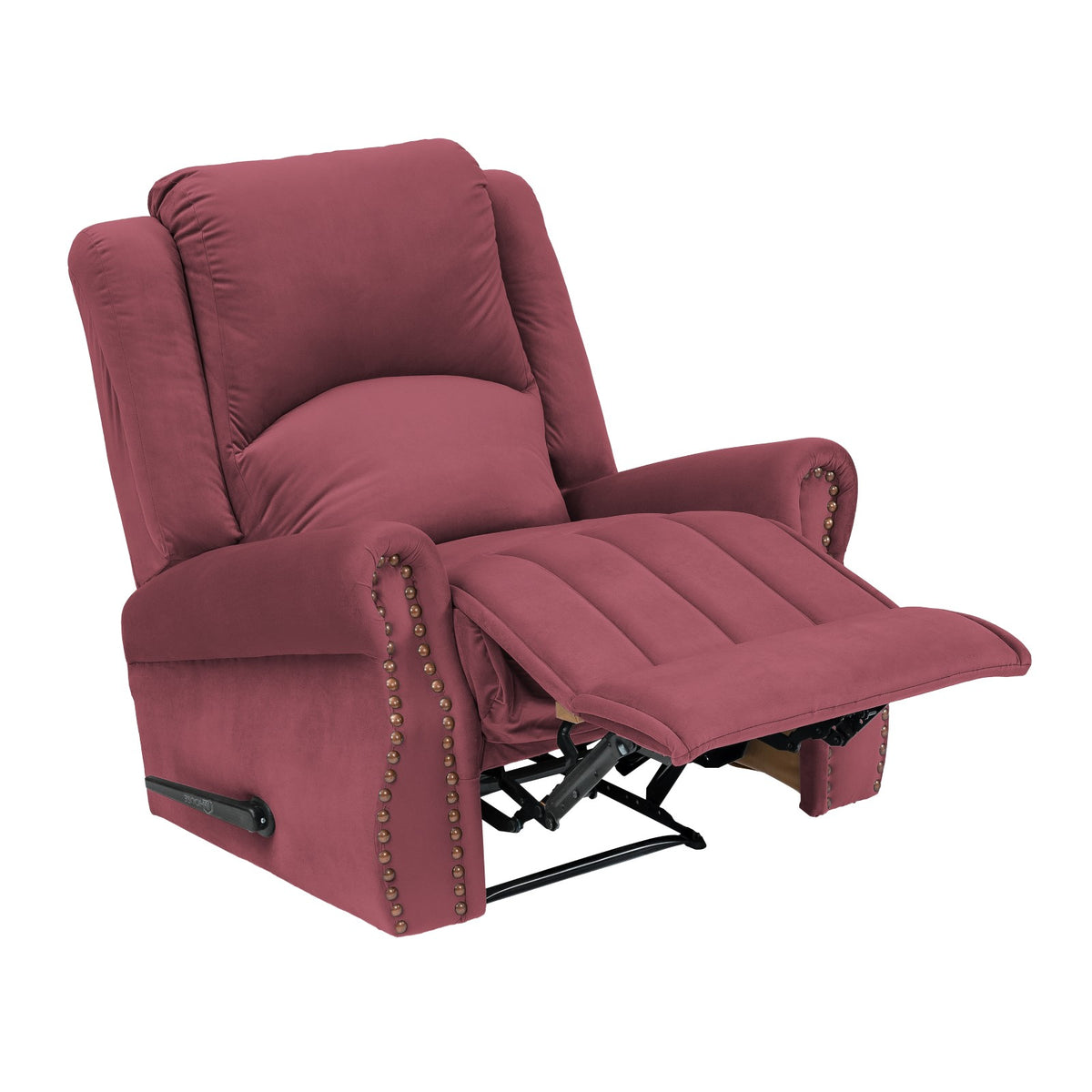 Velvet Recliner Chair - NZ120 Dark Pink Rocking & Rotating