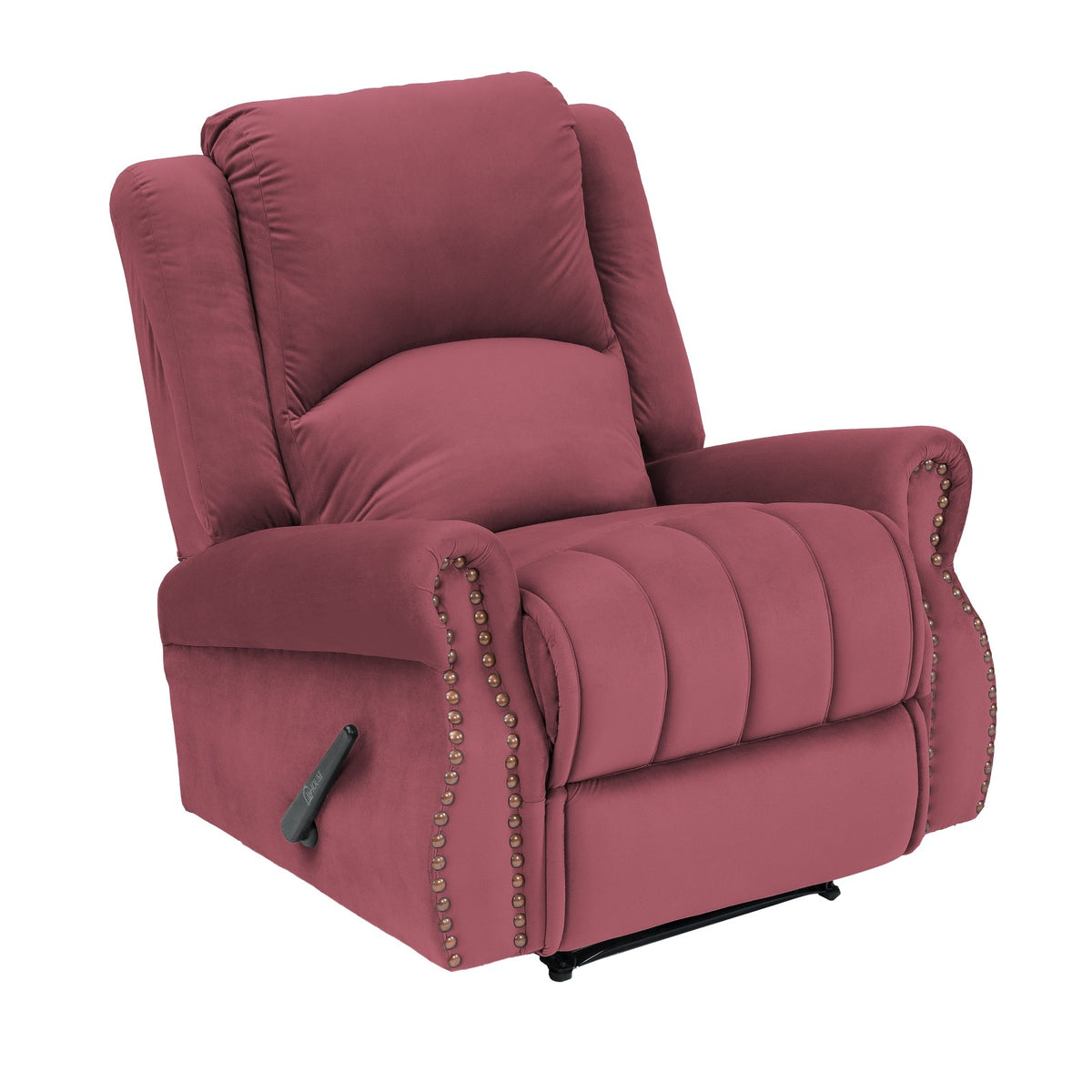 Velvet Recliner Chair - NZ120 Dark Pink Rocking & Rotating