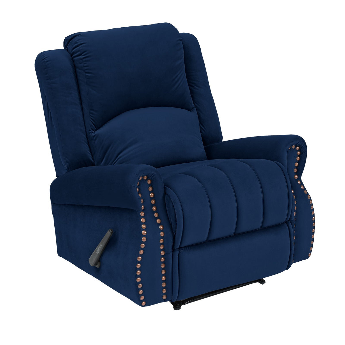 Velvet Recliner Chair - NZ120 Dark Blue Rocking & Rotating