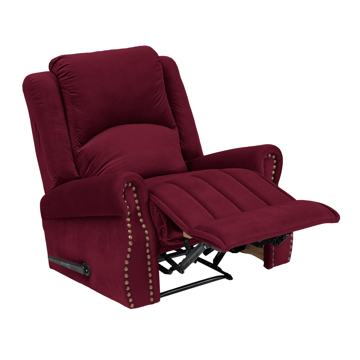 Velvet Recliner Chair - NZ120 Burgundy Rocking & Rotating