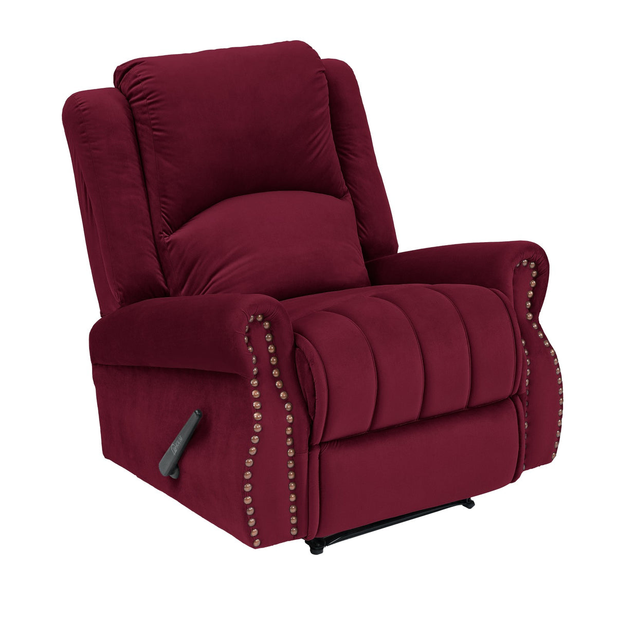 Velvet Recliner Chair - NZ120 Burgundy Rocking & Rotating