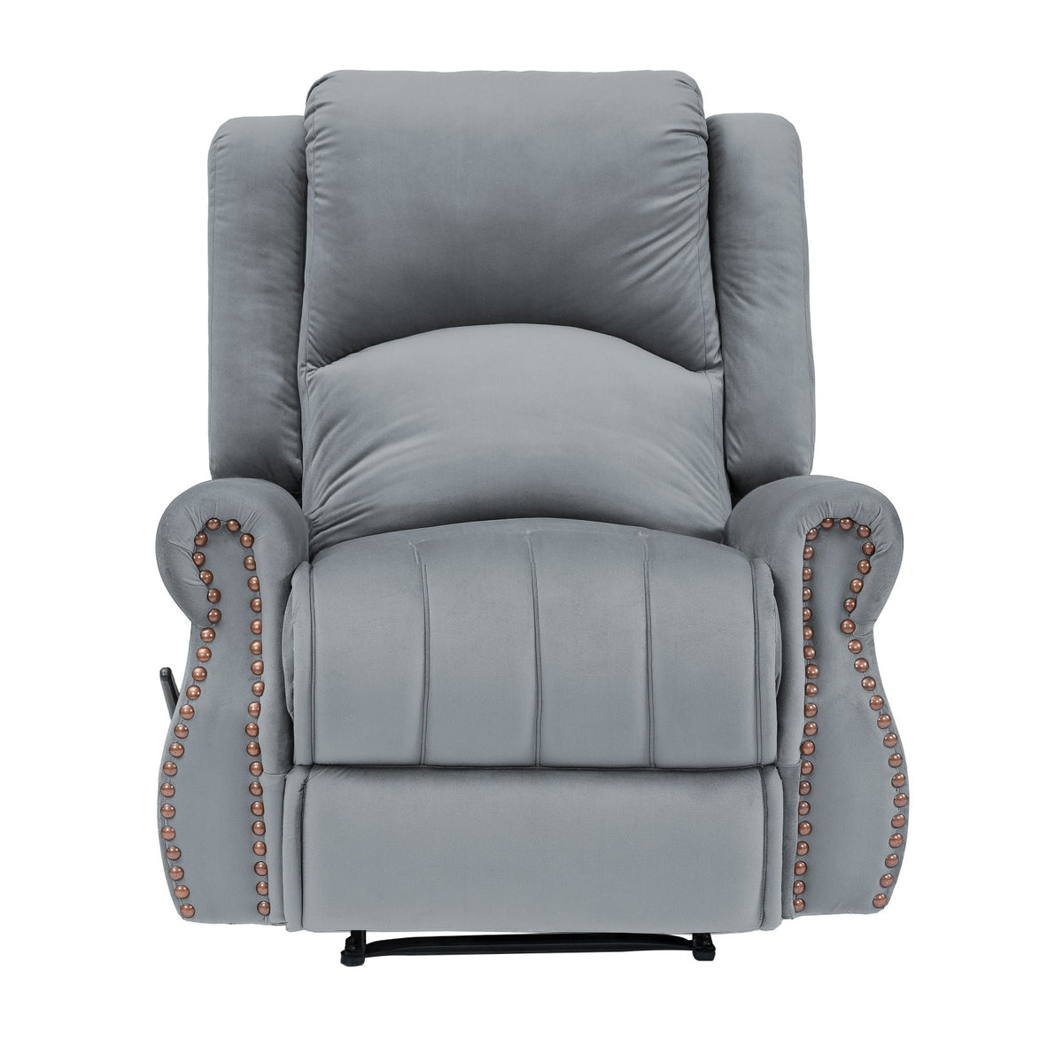 Velvet Recliner Chair - NZ120 Grey Rocking & Rotating
