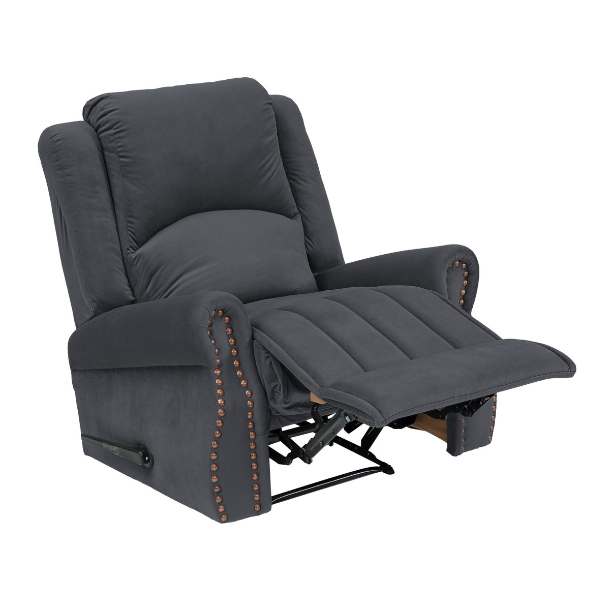 Velvet Recliner Chair - NZ120 Dark Grey Rocking & Rotating