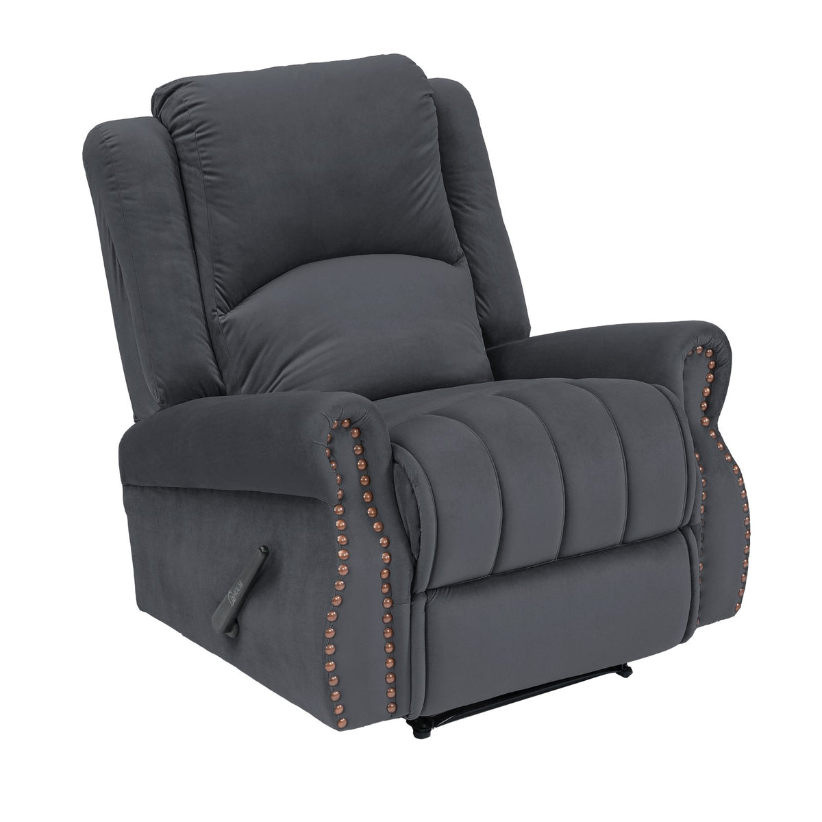 Velvet Recliner Chair - NZ120 Dark Grey Rocking & Rotating