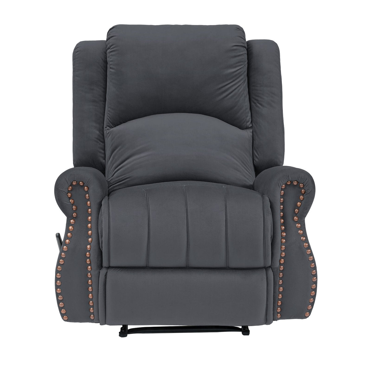 Velvet Recliner Chair - NZ120 Dark Grey Rocking & Rotating