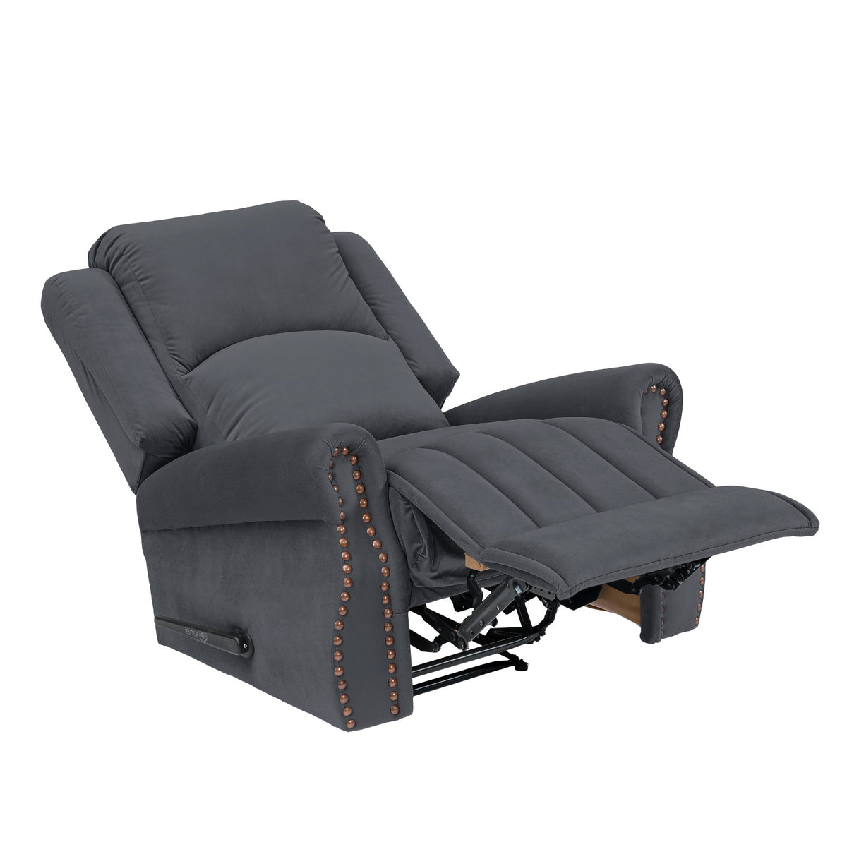 Velvet Recliner Chair - NZ120 Dark Grey Rocking & Rotating