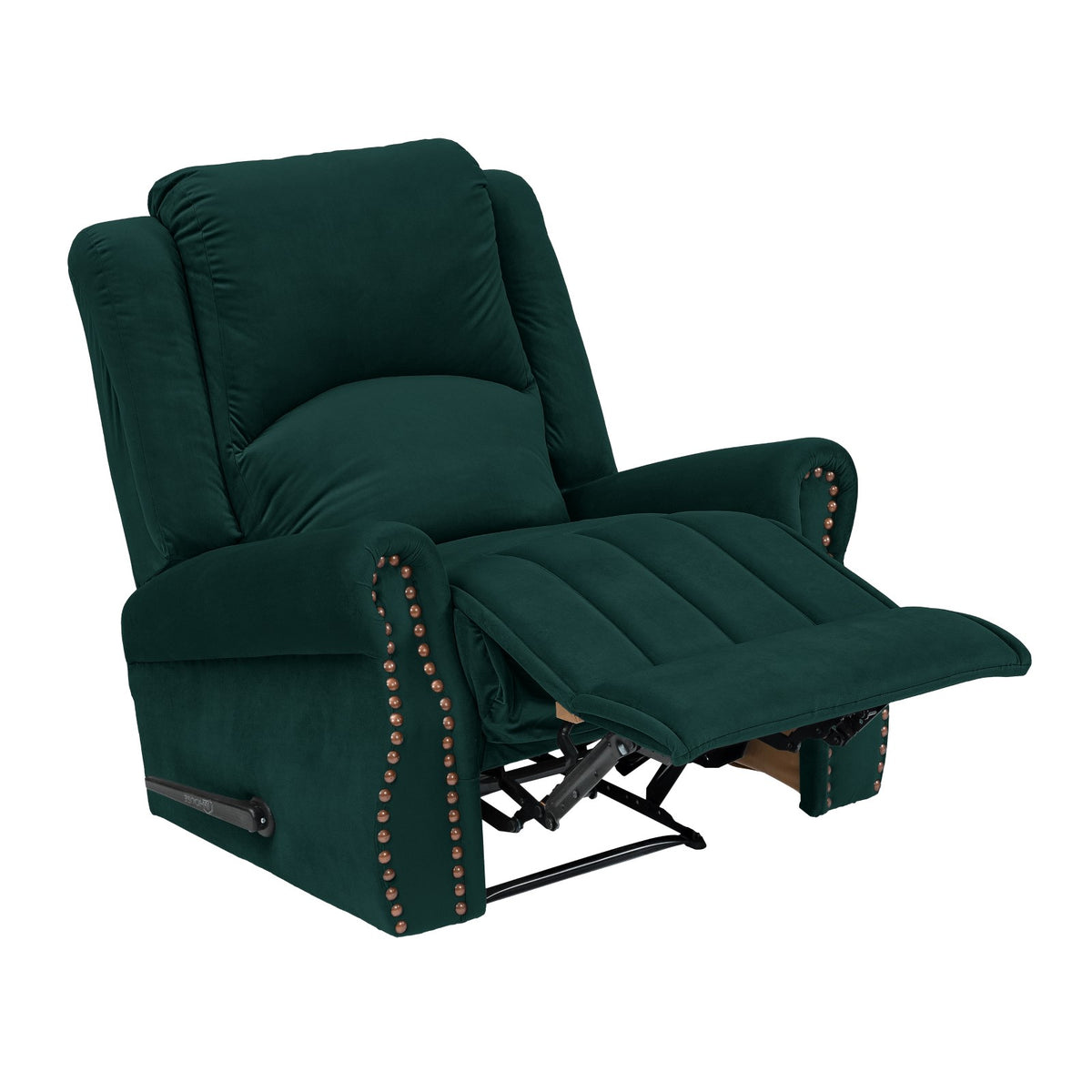 Velvet Recliner Chair - NZ120 Dark Green Rocking & Rotating