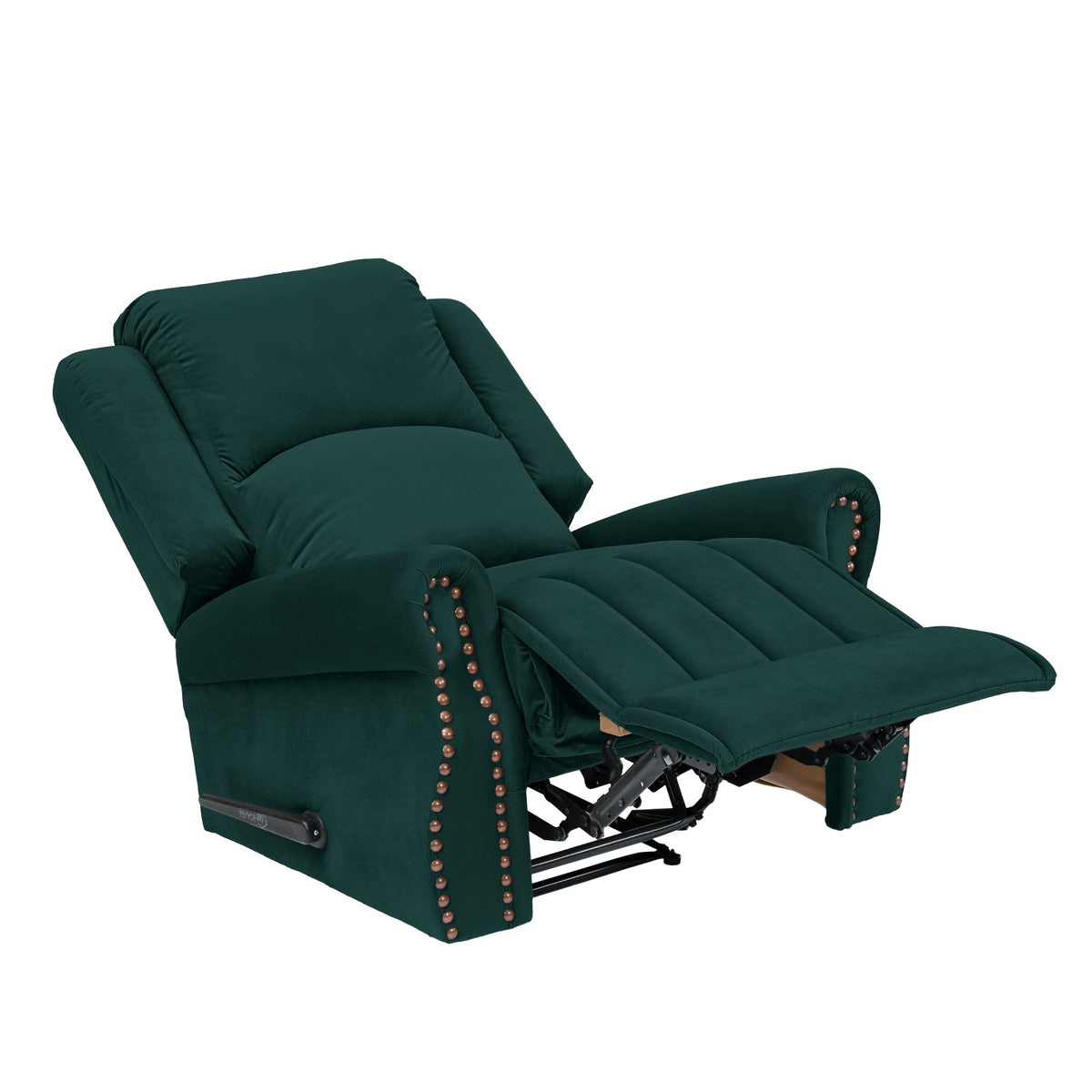 Velvet Recliner Chair - NZ120 Dark Green Rocking & Rotating