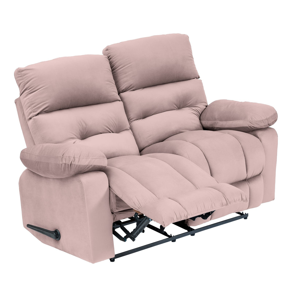 Velvet Double Recliner Chair - NZ60 Light Pink