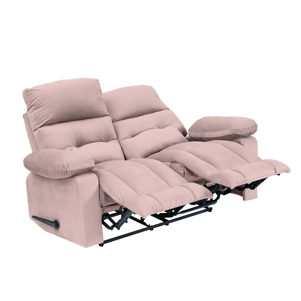 Velvet Double Recliner Chair - NZ60 Light Pink