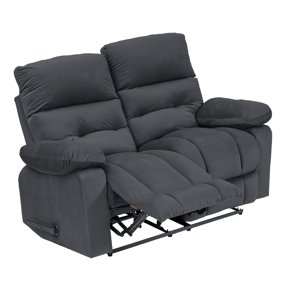 Velvet Double Recliner Chair - NZ60 Dark Grey