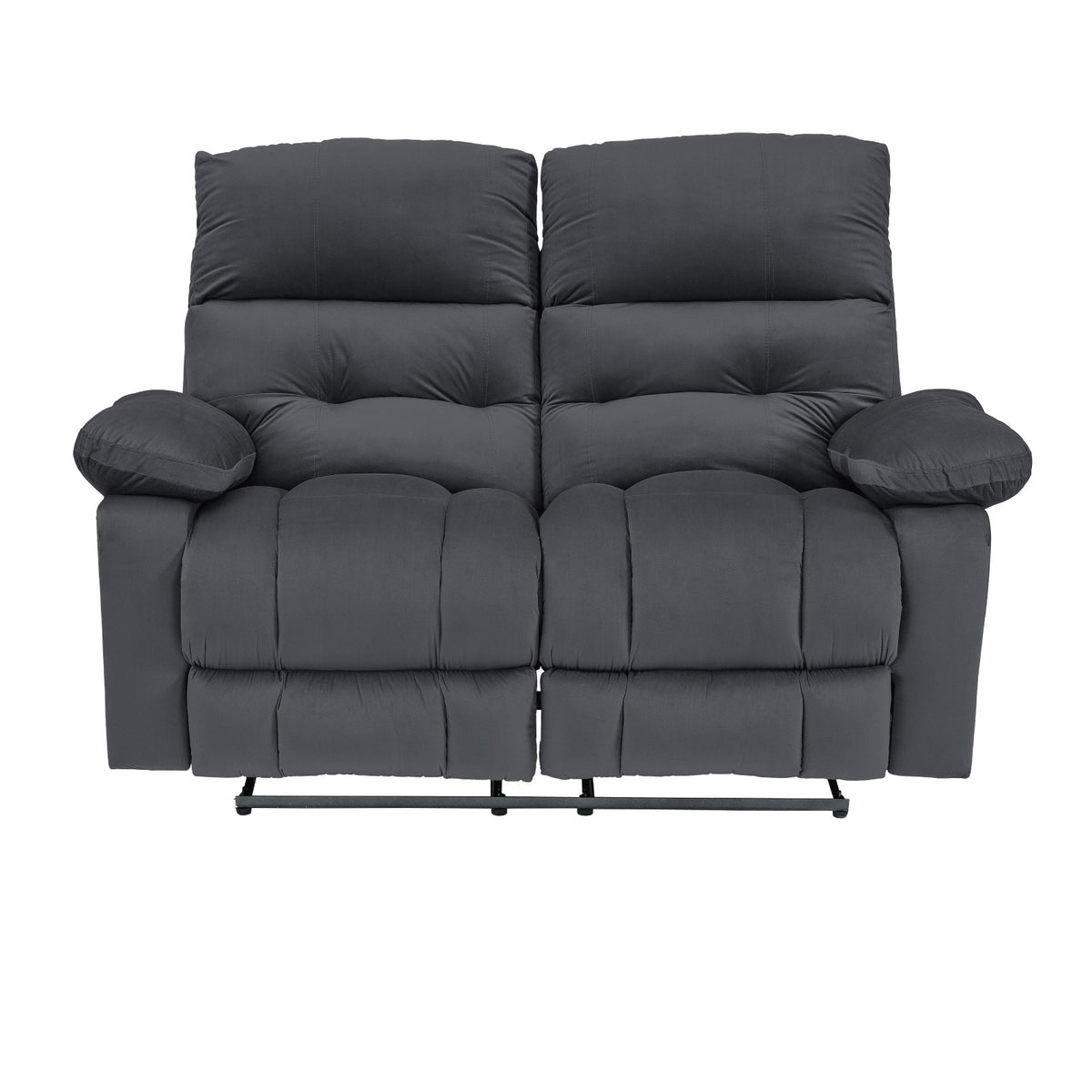 Velvet Double Recliner Chair - NZ60 Dark Grey